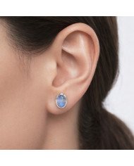 925 Sterling Silver Moonstone Stud Earrings | Handmade Gemstone Jewelry