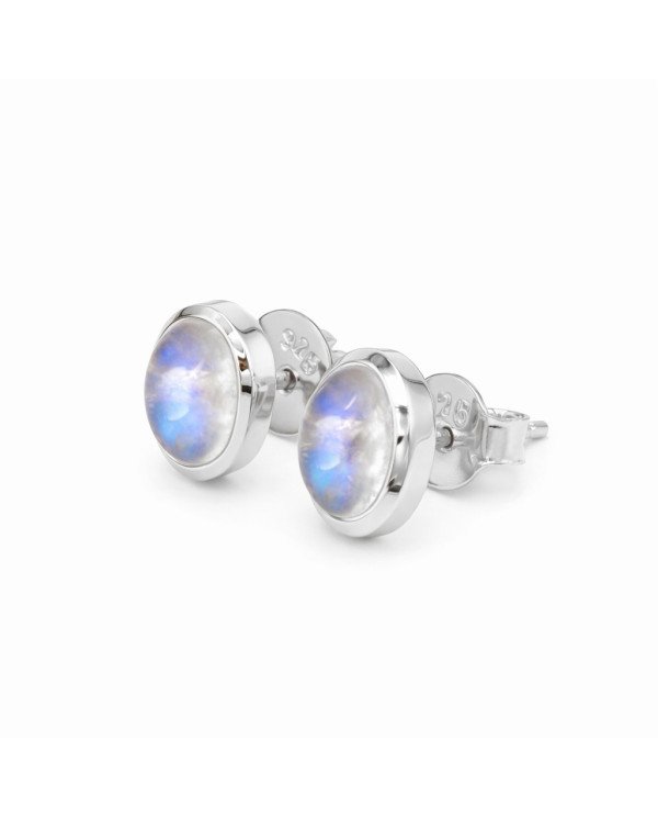 925 Sterling Silver Moonstone Stud Earrings | Handmade Gemstone Jewelry