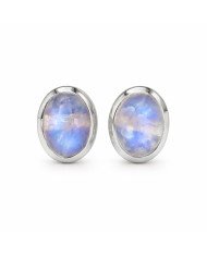 925 Sterling Silver Moonstone Stud Earrings | Handmade Gemstone Jewelry
