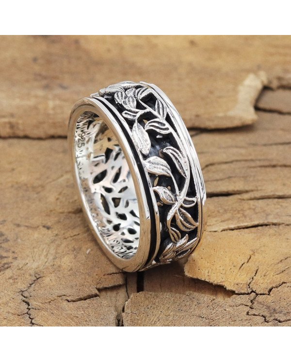 925 Sterling Silver Oxidized Spinner Ring | Fidget, Anxiety & Meditation