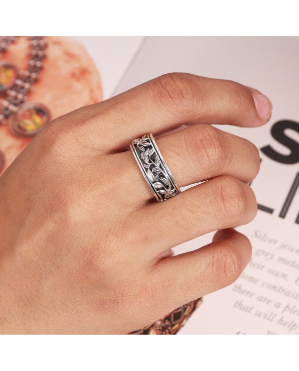925 Sterling Silver Oxidized Spinner Ring | Fidget, Anxiety & Meditation
