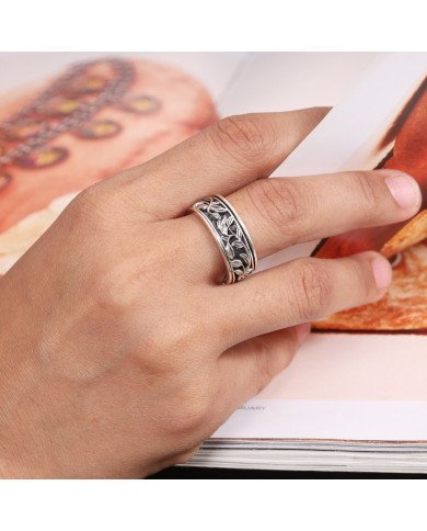 925 Sterling Silver Oxidized Spinner Ring | Fidget, Anxiety & Meditation