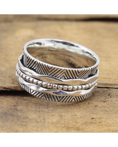 925 Sterling Silver Spinner Ring | Handmade Fidget & Meditation Band