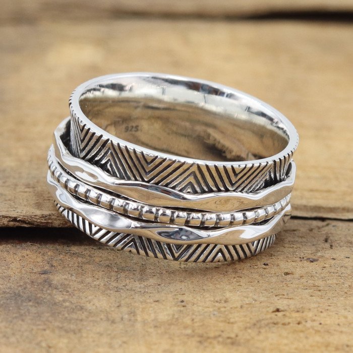 925 Sterling Silver Spinner Ring | Handmade Fidget & Meditation Band
