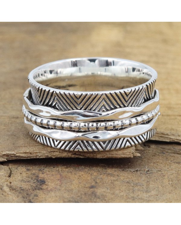 925 Sterling Silver Spinner Ring | Handmade Fidget & Meditation Band