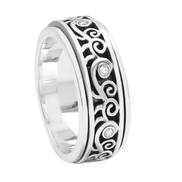 Swarovski Crystal Fidget Ring | 925 Sterling Silver Handmade Jewelry