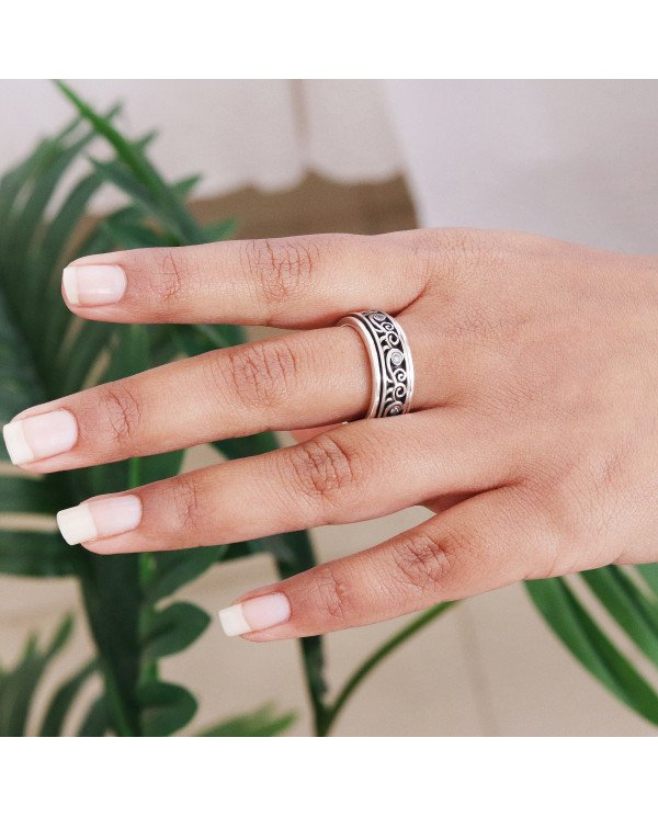 Swarovski Crystal Fidget Ring | 925 Sterling Silver Handmade Jewelry