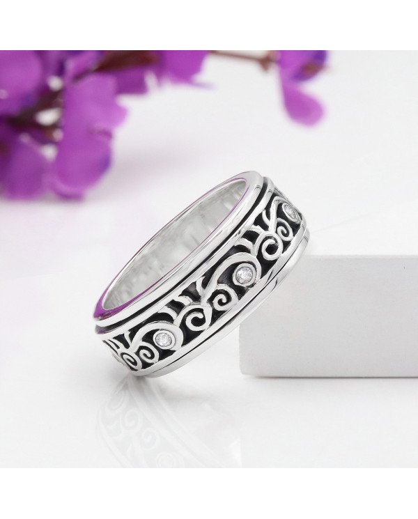 Swarovski Crystal Fidget Ring | 925 Sterling Silver Handmade Jewelry