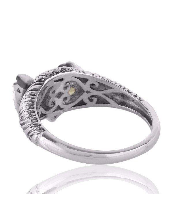 Peridot Gemstone Owl Skull Sterling Silver Ring For Women's and Men's