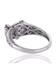 Peridot Gemstone Owl Skull Sterling Silver Ring For Women's and Men's