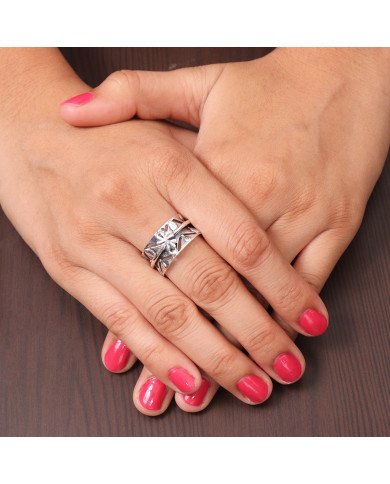 925 Sterling Silver Clover Spinner Ring | Handmade Fidget Statement Ring