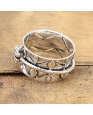 925 Sterling Silver Clover Spinner Ring | Handmade Fidget Statement Ring