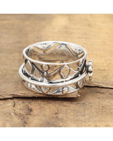 925 Sterling Silver Clover Spinner Ring | Handmade Fidget Statement Ring