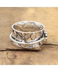 925 Sterling Silver Clover Spinner Ring | Handmade Fidget Statement Ring