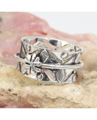 925 Sterling Silver Clover Spinner Ring | Handmade Fidget Statement Ring