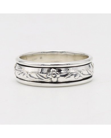 Floral Leaf Spinner Ring | 925 Sterling Silver Meditation Band