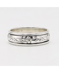 Floral Leaf Spinner Ring | 925 Sterling Silver Meditation Band