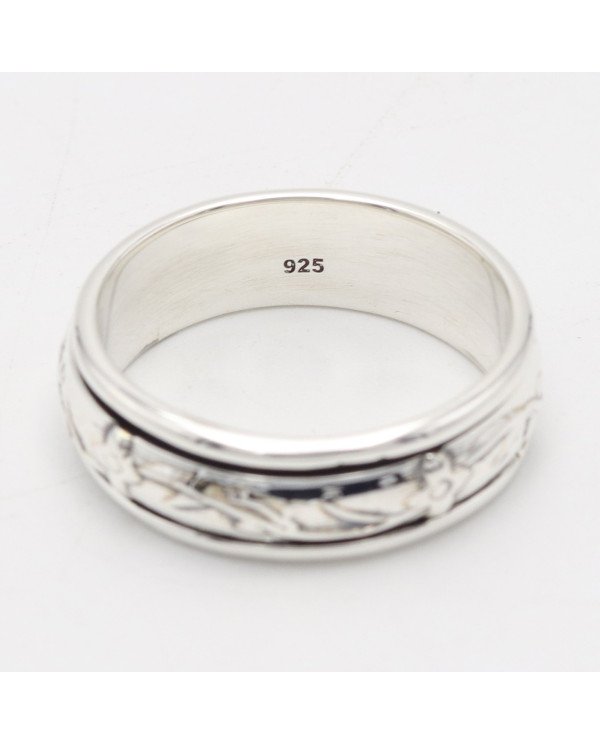 Floral Leaf Spinner Ring | 925 Sterling Silver Meditation Band