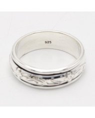 Floral Leaf Spinner Ring | 925 Sterling Silver Meditation Band