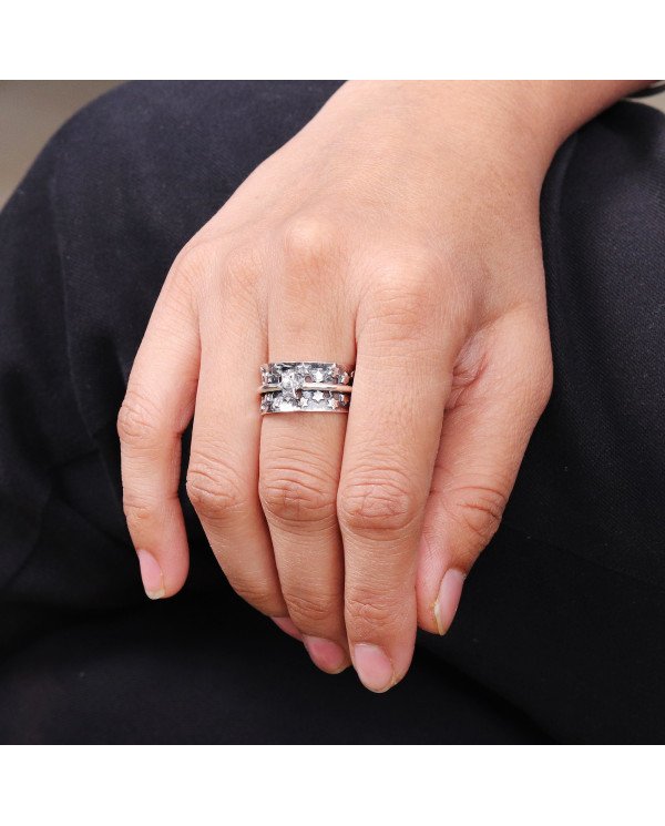 925 Sterling Silver Star Spinner Ring, Handmade Fidget & Meditation Band