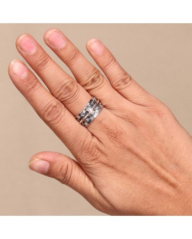 925 Sterling Silver Star Spinner Ring, Handmade Fidget & Meditation Band