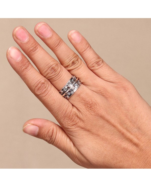 925 Sterling Silver Star Spinner Ring, Handmade Fidget & Meditation Band