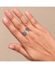 925 Sterling Silver Star Spinner Ring, Handmade Fidget & Meditation Band