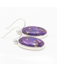 Purple Copper Turquoise Dangle Earrings | 925 Sterling Silver Jewelry