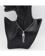 925 Silver Multi-Gemstone Pendant: Moonstone, Lapis & Swiss Blue Topaz