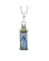 Labradorite & Peridot Pendant Necklace, 925 Sterling Silver Jewelry
