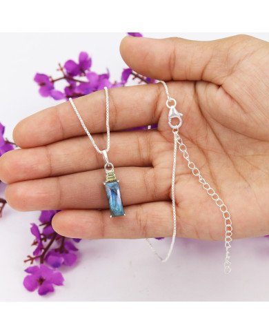 Labradorite & Peridot Pendant Necklace, 925 Sterling Silver Jewelry