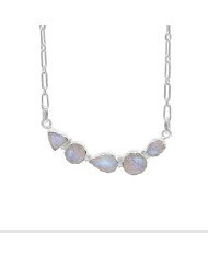 Rainbow Moonstone Necklace, 925 Sterling Silver | Raw Gemstone Jewelry