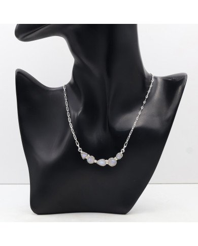 Rainbow Moonstone Necklace, 925 Sterling Silver | Raw Gemstone Jewelry