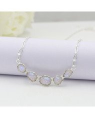 Rainbow Moonstone Necklace, 925 Sterling Silver | Raw Gemstone Jewelry