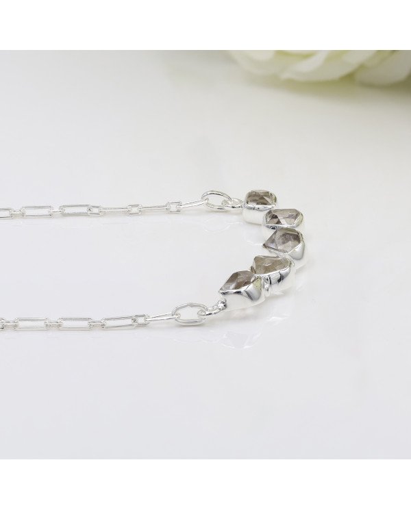 Herkimer Diamond Necklace, 925 Sterling Silver | Raw Gemstone Jewelry