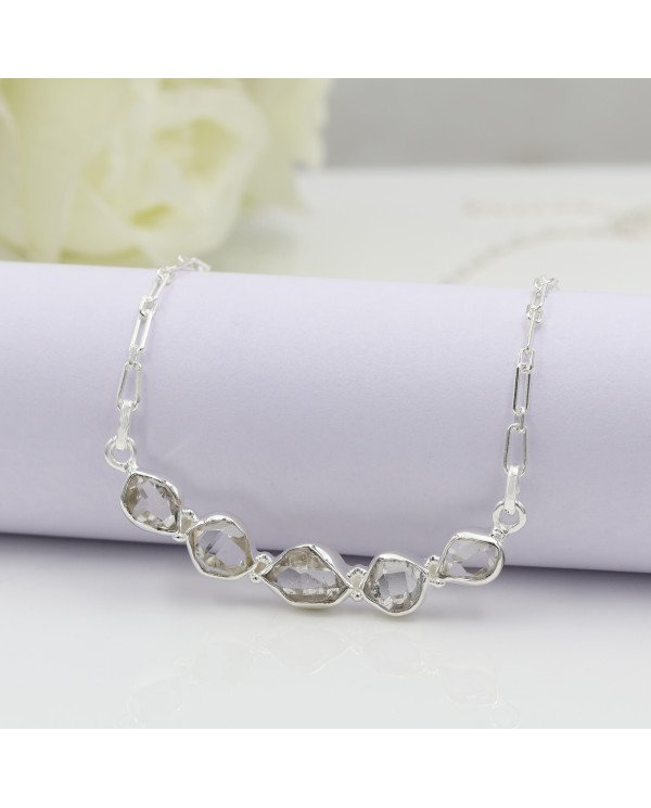 Herkimer Diamond Necklace, 925 Sterling Silver | Raw Gemstone Jewelry