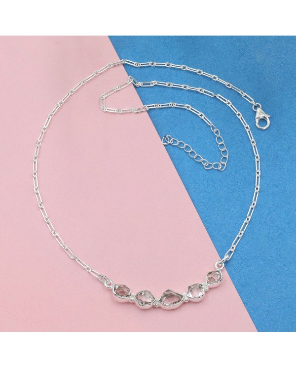 Herkimer Diamond Necklace, 925 Sterling Silver | Raw Gemstone Jewelry