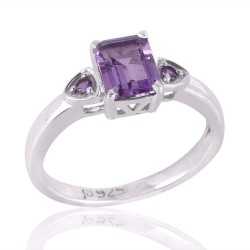 Amethyst Gemstone Handcrafted Sterling Silver Engagement Wedding Ring