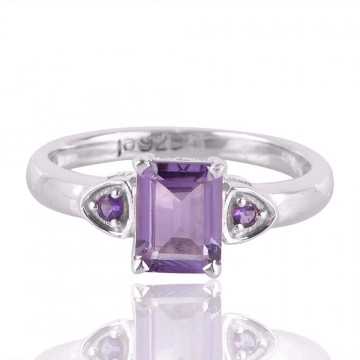 Amethyst Gemstone Handcrafted Sterling Silver Engagement Wedding Ring