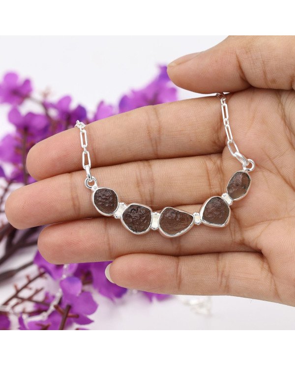 Colombianite Necklace, 925 Sterling Silver | Raw Gemstone Jewelry