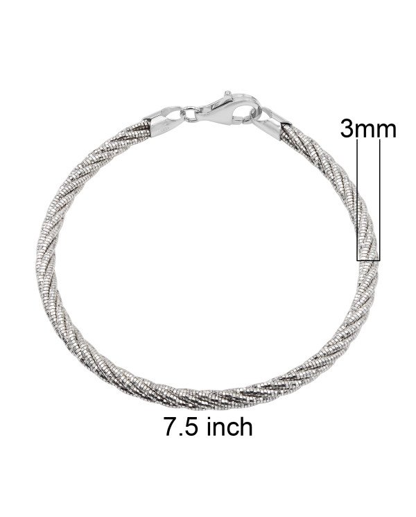 925 Sterling Silver Woven Twist Chain Bracelet, Handmade Unisex Jewelry