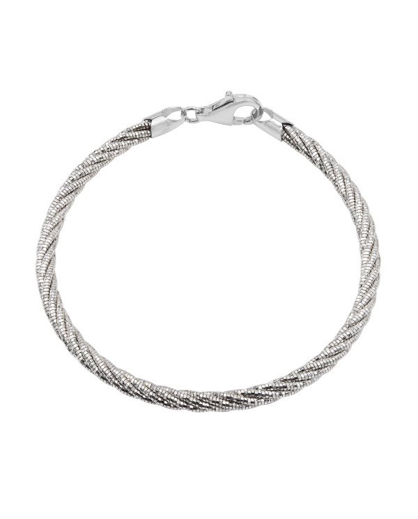 925 Sterling Silver Woven Twist Chain Bracelet, Handmade Unisex Jewelry