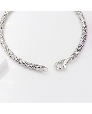 925 Sterling Silver Woven Twist Chain Bracelet, Handmade Unisex Jewelry