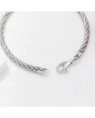 925 Sterling Silver Woven Twist Chain Bracelet, Handmade Unisex Jewelry