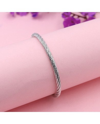 925 Sterling Silver Woven Twist Chain Bracelet, Handmade Unisex Jewelry