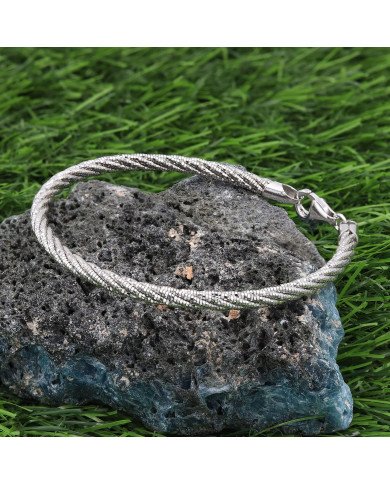 925 Sterling Silver Woven Twist Chain Bracelet, Handmade Unisex Jewelry