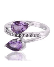 Amethyst Gemstone Engagement Wedding Handmade Sterling Silver Ring