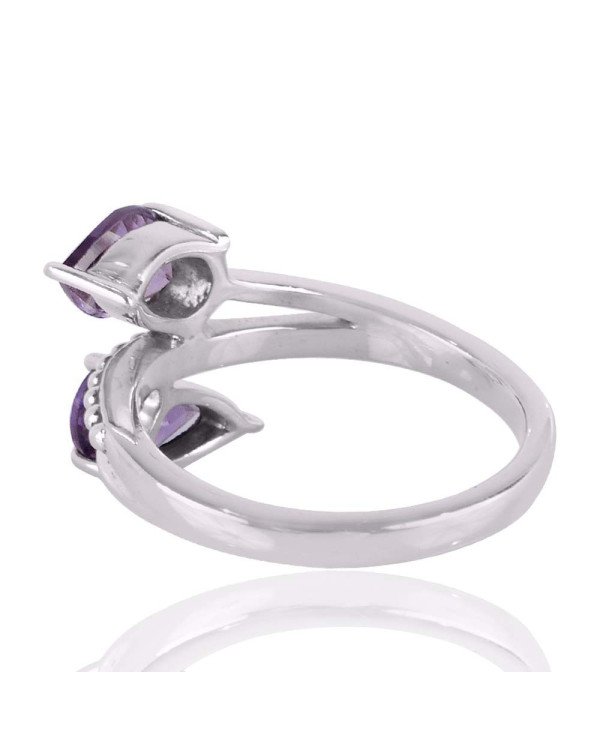 Amethyst Gemstone Engagement Wedding Handmade Sterling Silver Ring