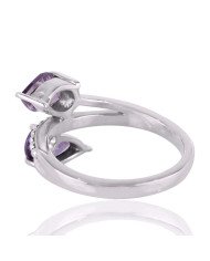 Amethyst Gemstone Engagement Wedding Handmade Sterling Silver Ring