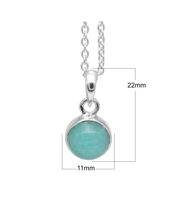 Amazonite Pendant Necklace - 925 Sterling Silver Handmade Jewelry